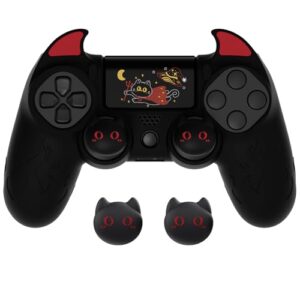 PlayVital Cute Demon Controller Skin for PS4 with Thumb Grips & Stickers
