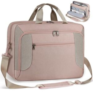 RAINSMORE Laptop Bag 17.3-16 Inch Briefcase Work Laptop Bags for Men Large Laptop Messenger Shoulder Computer Bag for Travel Office Document Teacher Pink Water-repelle