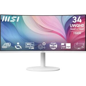 MSI Modern MD342CQPW 34 Inch UWQHD 1500R Curved Monitor - 3440 x 1440 VA Panel