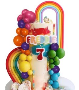 Pastel Rainbow Cake Topper Rainbow Cake Toppers Colorful Balls Cake Decorations for Wedding Baby Shower Birthday Party Supplies