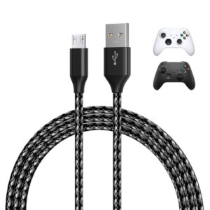 MMOBIEL Micro-USB Cable for Xbox 9.8ft Nylon Braided USB-A to Micro-B [2 Pack] Replacement Micro for Xbox Controllers 18W 480Mbps – Charger Cable Adapter – Gaming Accessories – White/Black