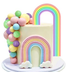 Pastel Rainbow Cake Topper Rainbow Cake Toppers Colorful Balls Cake Decorations for Wedding Baby Shower Birthday Party Supplies