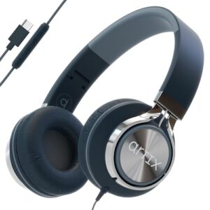 CL750 USB C Wired Headphones with Mic and Volume Control — Noise Isolating Computer On-Ear Headphones with Wire