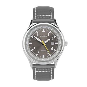 Sekonda Men's 42mm Pilot Style Quartz Watch with Analogue Display Date Window and Leather Strap 50m Water Resista