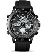 PINDOWS Watches for Men, Waterproof Analog Digital Sport Watches Multifunctional Outdoor Watch LE...