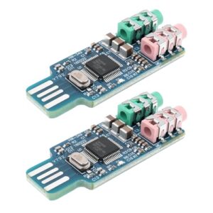eMagTech 2pcs CM108 USB Sound Card Chip Drive Free Sound Card Convenient Stereo External Crystal Sound Card for Laptop Computer 49x19x8mm