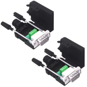 DB9 No Soldering Connector Breakout Board RS232 D-SUB 9 Pin Serial to RXD TXD GND 235 Adapter Terminal Block with Case 2 Packs (Male)