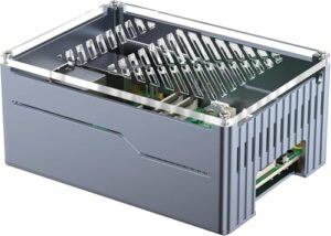 Raspberry Pi 5 Metal Case Support PCIe M.2 NVMe SSD Shield Top X1001 / X1003 / X1000 All SSD Expansion Board at the Top