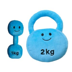 Plush Toy Dumbbell and Kettlebell Set - Baby Rattle - Suitable for Newborn Babies - Plush Toys for Babies Infant Girls Boys Baby Gift - Sensnory Toy (Mystic Blue)