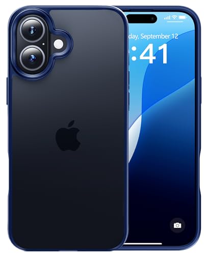 CASEKOO Armor Shockproof Designed for iPhone 16 Case [12FT Military Grade Protection] Matte Finish Protective Phone Case Anti-Fingerprint Thin Slim Hard Cover for iPhone 16 - Blue
