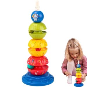 Hobngmuc Baby Spinner Stacking Toys - Balance Game Stacking Blocks Toys Rainbow Tower - Fun Educational Learning Playset Building Tree for Children Boys Girls Over 1