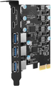 USB C PCIe Card 5 Ports 25W Power Supply