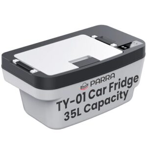 PARRA TY-01 Car Fridge Compatible with Tesla Model Y - 35L Portable Refrigerator with App Control & LED Light - Quiet Cooling Box for Vehicle Boot