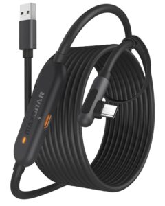 Maxonar VR Charging Link Cable 20FT (Next-Gen Chip) Compatible with Meta Quest 3S/Quest 3/Oculus Quest 2/Pico 4 and PC VR Headset Steam VR Accesorios 5Gbps High Speed USB 3.0 to USB C Cable (Black)