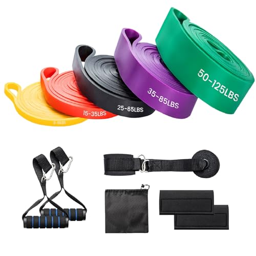 GROWNEER Resistance Bands Set 5 Level Pull Up Assistance Bands with Door Anchor & Handles