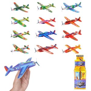 Pack of 12 Flying Glider Planes for Kids – Polystyrene Foam Jet Fighter Gliders – Classic Throw & Fly Aeroplanes – Party Bag Fillers