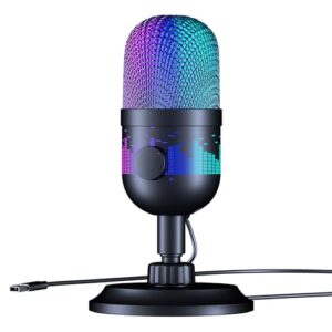 INDOTEAM USB Microphone for PC – RGB Microphones USB Mic for PC Laptop – Gaming Microphone with Mute Button