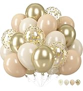 Sage Green Gold Balloons, 12 Inch Green White and Metallic Gold Confetti Latex Helium Balloon, Ol...