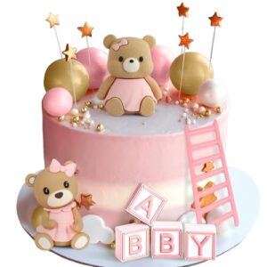 Pink Bear Cake Decorations Bear Baby Shower Cake Topper Bears Cake Toppers Baby Shower Birthday Cake Decoratio