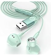 ACAGET USB Earphone for PC, USB A Headphones Laptop Headset with Microphone, Anti-slip Earbud Cov...