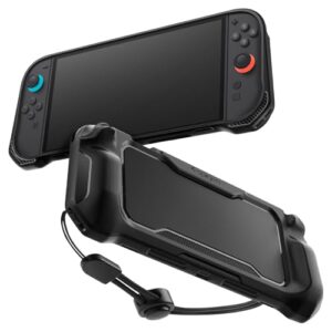 Spigen Rugged Armor Case Compatible with Nintendo Switch 2 2025 Cover with Hand Strap - Matte Black