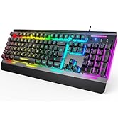 TECKNET Mechanical Gaming Keyboard - Wired Red Switch Mechanical Keyboard with 24 LED Backlit Mod...