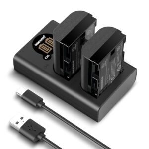 Neewer 2 Pack 2400mAh LP-E6P/LP-E6NH/LP-E6N/LP-E6 Replacement Battery & Vertical USB Dual Charger with LCD for EOS R5 Mark II EOS R5 EOS R6 EOS R7 EOS R 5D II III IV 6D 6D II 7D 7D II 60D 70D 80D 90D