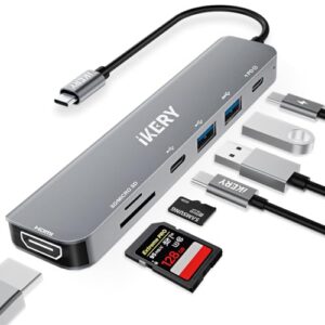 IKERY 7in1 USB C Hub Multiport Adapter with 4K HDMI