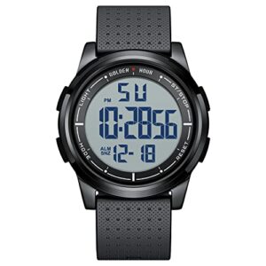 GOLDEN HOUR Ultra-Thin Minimalist Sports Waterproof Digital Watches Men with Wide-Angle Display Rubber Strap Wrist Watch for Men Wome