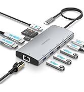 RSHTECH USB-C Hub 10Gbps, 9-in-1 USB C Multiport Adapter with 1Gbps Ethernet Adapter, 4K HDMI, 3x...