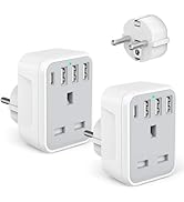 UK to US Plug Travel Adapter, USA Travel Adapter with 4 USB Ports (1 USB C Fast Charger) American...
