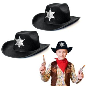 Lizzy Children’s Black Cowboy Hat with Sheriff Star | Unisex Headwear Hats for cowboy