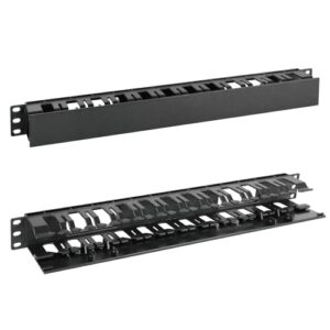 Tecmojo Plastic 1U Horizontal Cable Management Panel with Cover - 19-inch Server Rack Cable Organizer with 12 Large Finger Slots (2 Pack)