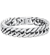 PROSTEEL Mens Chain Bracelet, 8MM Width Cuban Link Bracelet Silver/Gold Plated/Black, Hip Hop