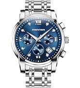 PINDOWS Watches for Men, Luxury Quartz Analog Watch with Date Big Face Waterproof Fashion Busines...