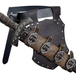 yupeuooe Medieval Knight Scabbard | Adjustable Knight Holster Medieval PU Leather Frog Case | Belt Sheath Renaissance Costume Accessories for Cosplay & Hallowee