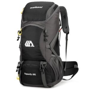 Ezmina 50L Hiking Backpack Waterproof Camping Backpack Hiking Daypack Travelling Backpack for Men and Women Large Rucksack for Climbing Travel Touring Skiing Trekking Outdoor Spo