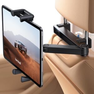 Lamicall Car Headrest iPad Holder - [Aluminium Lockable Arm] Universal Car Tablet Mount Backseat with Foldable Wide Clip
