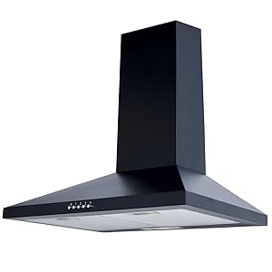 SIA CHL60BL 60CM BLACK PYRAMID CHIMNEY COOKER HOOD EXTRACTOR FAN DUCTED VENTED RE-CIRCULATION LED