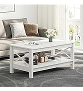 YITAHOME Round Coffee Table with Lifting Plate, Living Room Table with Hidden Storage Compartment, Side Tisc...