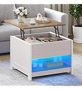 YITAHOME Coffee Table, Square Living Room Table 2-Tier Coffee Table with Storage Space for Couch...
