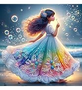 Bowetile DIY Flowers Diamond Painting, Flower Girl Diamond Art Painting Kits for Adults, Woman an...