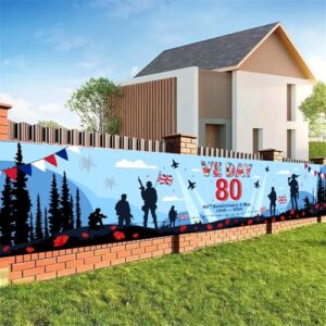 80th Anniversary VE Day Banner Flag - Large Victory in Europe Day Bunting for 2025