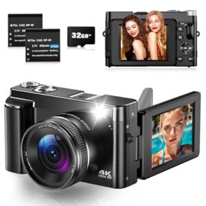 Digital Camera 4K 48MP Autofocus Vlogging Camera with 3" 180°Flip Screen