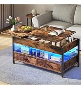 YITAHOME Side Table with Socket, Couch Side Table with Double Layer Storage Space, Couch Small...