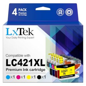 LxTek LC421XL Ink Cartridges Replacement for Brother LC421 LC-421 XL VAL Ink Cartridges Multipack Compatible with Brother DCP-J1050DW DCP-J1140DW MFC-J1010DW (Black Cyan Magenta Yellow