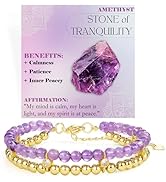 Bivei Beaded Bracelet for Women Chakra Stones Crystal Natural Gemstone 14K Gold Plated Bead Ball ...