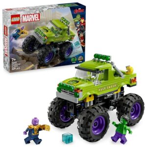 LEGO Marvel The Hulk Truck vs. Thanos - Super Hero Building Toy with a Monster Truck plus 2 Minifigures & Accessories incl. an Infinity Gauntlet - Collectible Set for 7+ Year Old Boys & Girls - 76312