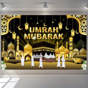 Umrah Mubarak Backdrop Decoration - Large Banner Decor for Indoor Outdoor