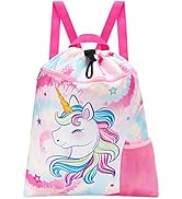 WAWSAM Gym Drawstring Backpack - Sports Gym PE Bag for Kids Waterproof Swimming Beach Backpack wi...